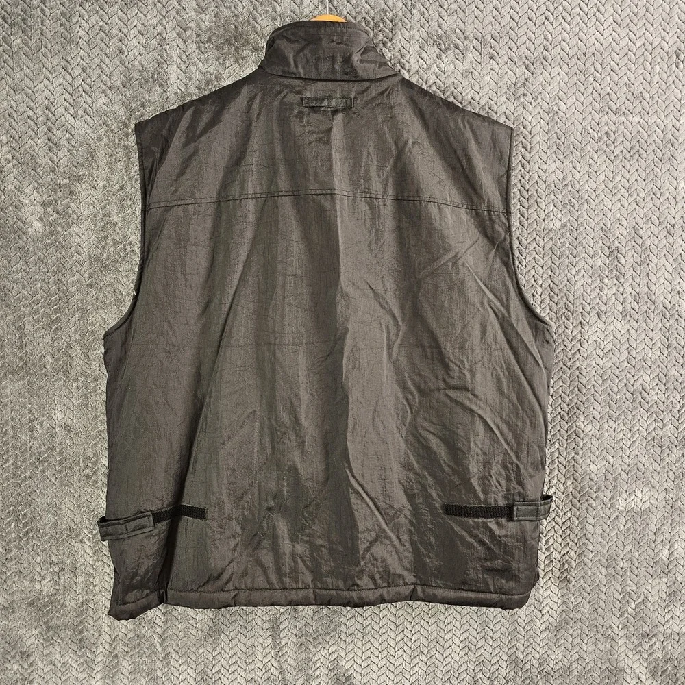 Vintage GAP Vest Mens XXL Black Fleece Lined‎ Utility Multi Pocket Full Zip